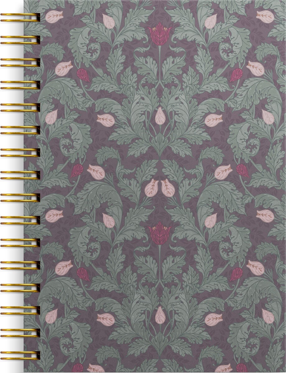 Notatbok Burde m/spiral A5 Blomster Burgunder