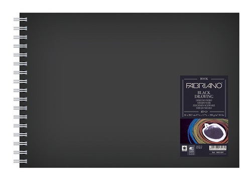 Fabriano Book Black Drawing - 190g A4 - Skissebok spiral - 60 ark Murillo papir