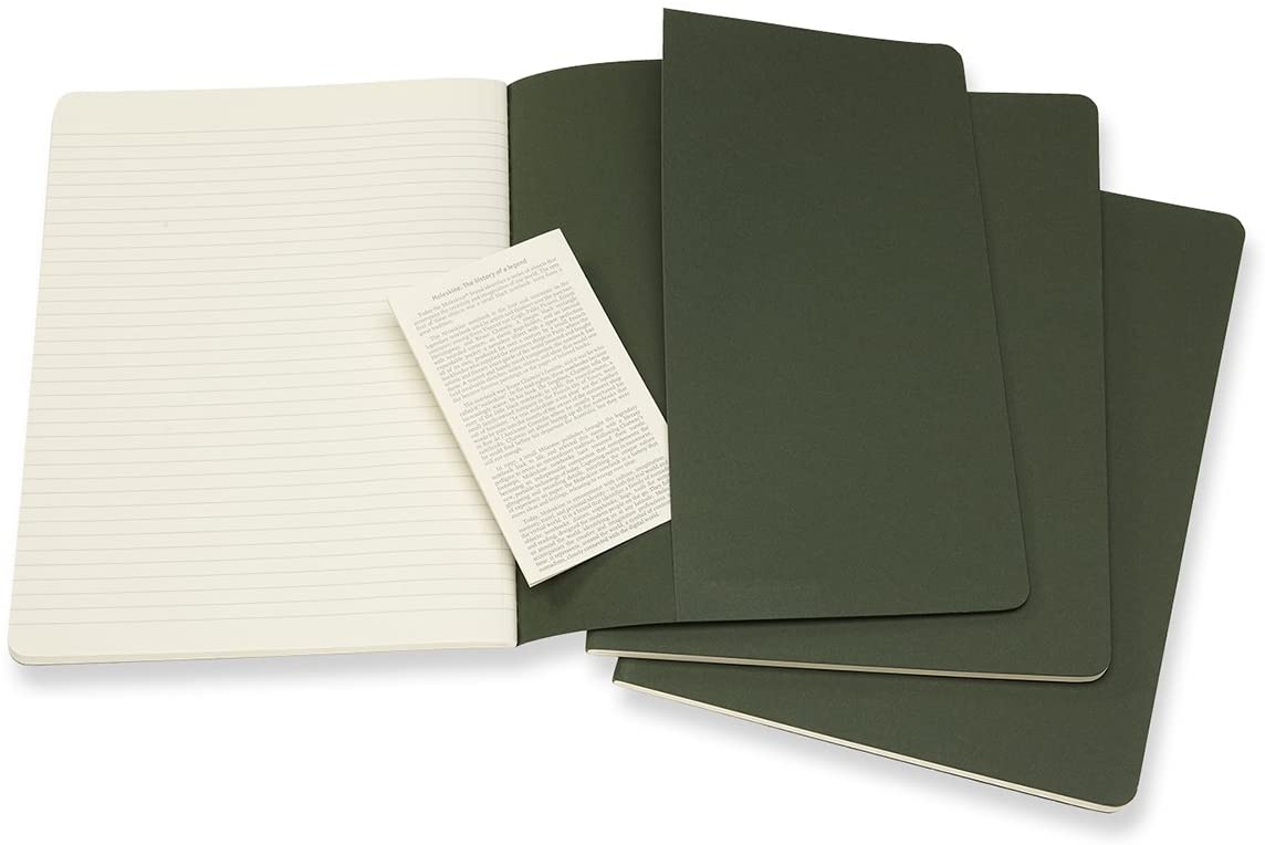 Moleskine Myrtle Green Extra Large Ruled Cahier Journal (set Of 3)