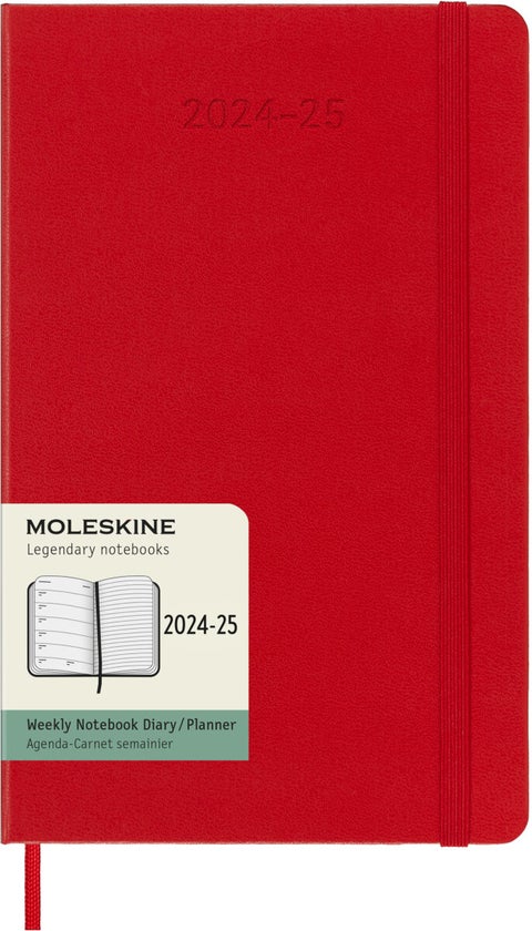 Kalender Moleskine 24/25 18m Hard Large Uke Rød