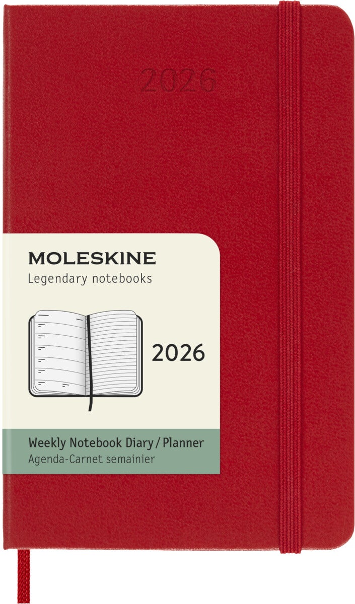 Kalender Moleskine 2026 Hard P Uke Notat Rød