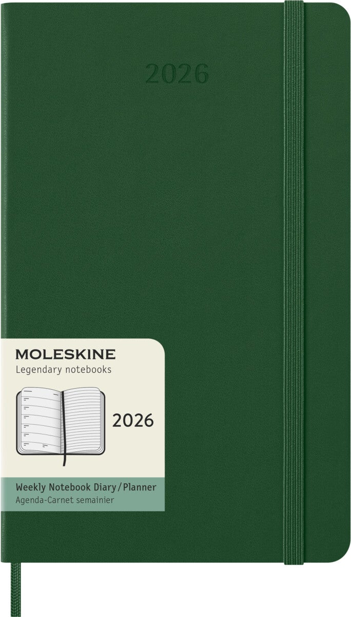 Kalender Moleskine 2026 Hard Lagre Uke notat Myrtel Green