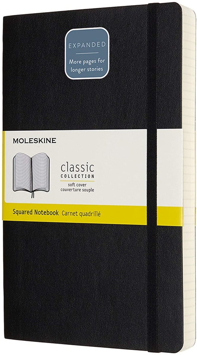 Moleskine Ntbk Exp L Sq Black Soft