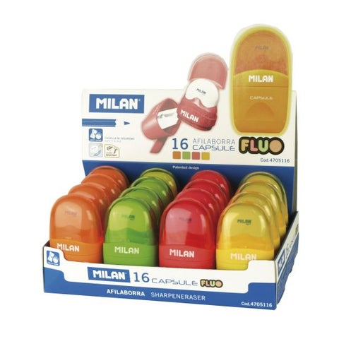 Blyantspisser Capsule Fluo M/Viskelær