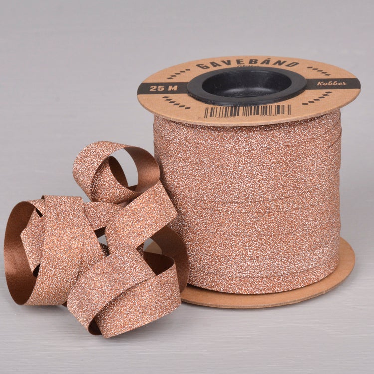 Gavebånd Kobber/Glitter 10mm X 25m