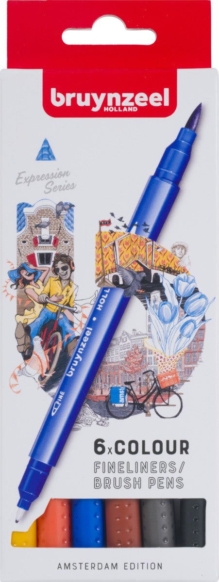 Fineliner Bruynzeel Brushpen Amster 6Stk