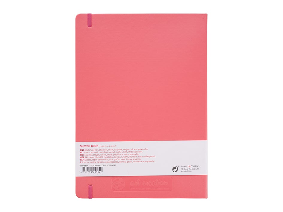 Art Creation Skissebok m/strikk Korallrød 21x30cm