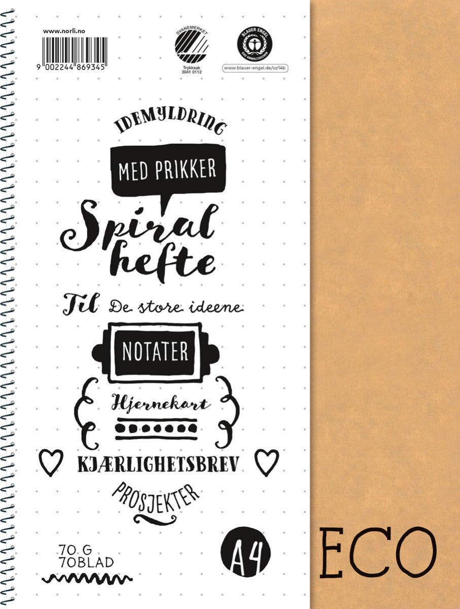 Spiralhefte Norli A4 70g 70bl dot