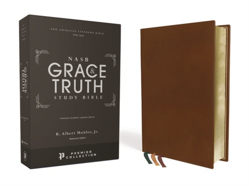 NASB, The Grace and Truth Study Bible, Premium Goatskin Leather, Brown, Premier Collection, Black Le