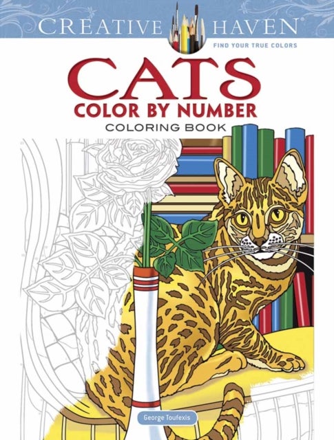 Bilde av Creative Haven Cats Color By Number Coloring Book Av George Toufexis