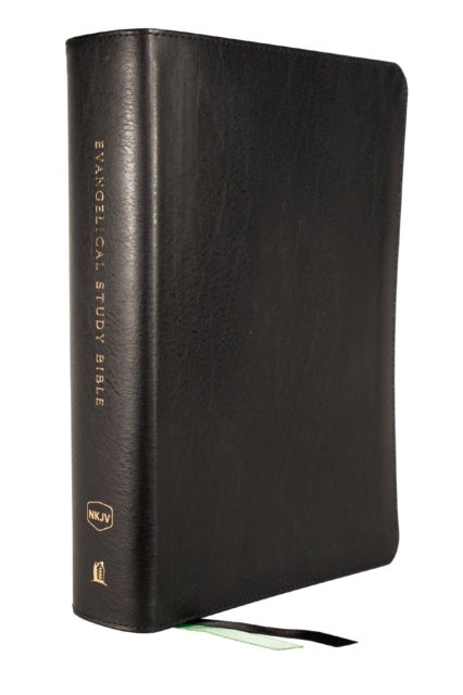 NKJV, Evangelical Study Bible, Bonded Leather, Black, Red Letter, Thumb Indexed, Comfort Print - Christ-centered. Faith-building. Mission-focused.