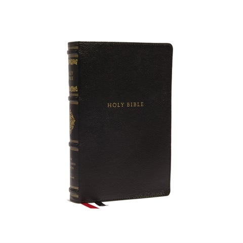 NKJV, Personal Size Reference Bible, Sovereign Collection, Genuine Leather, Black, Red Letter, Comfo - Holy Bible, New King James Version