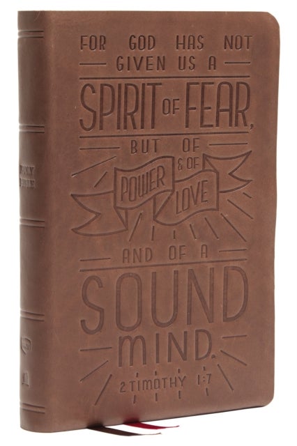 NKJV, Personal Size Reference Bible, Verse Art Cover Collection, Genuine Leather, Brown, Red Letter, - Holy Bible, New King James Version