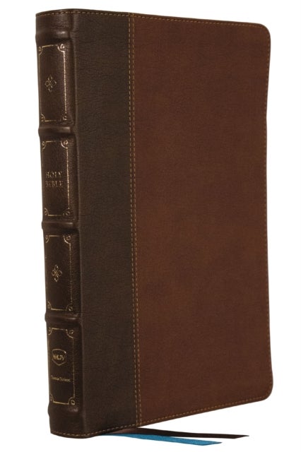 NKJV, Large Print Thinline Reference Bible, Blue Letter, Maclaren Series, Leathersoft, Brown, Comfor - Holy Bible, New King James Version