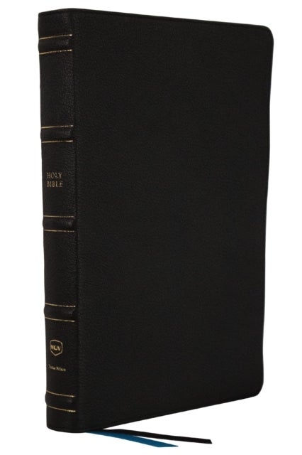NKJV, Large Print Thinline Reference Bible, Blue Letter, Maclaren Series, Genuine Leather, Black, Co - Holy Bible, New King James Version