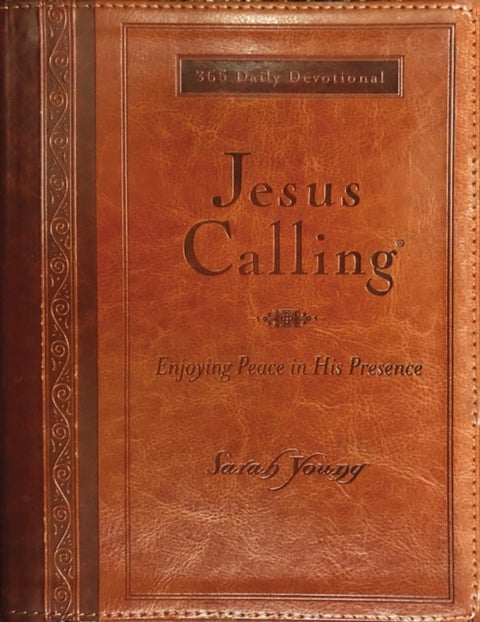 Jesus Calling, Large Text Brown Leathersoft, with Full Scriptures - Enjoying Peace in His Presence (A 365-Day Devotional)