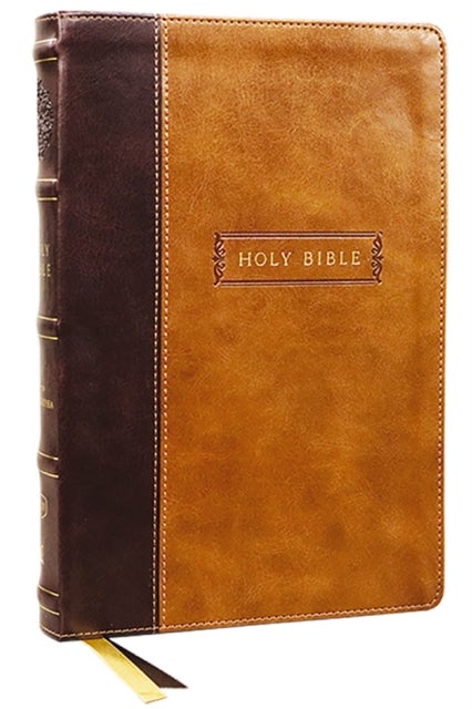 KJV, Center-Column Reference Bible with Apocrypha, Leathersoft, Brown, 73,000 Cross-References, Red
