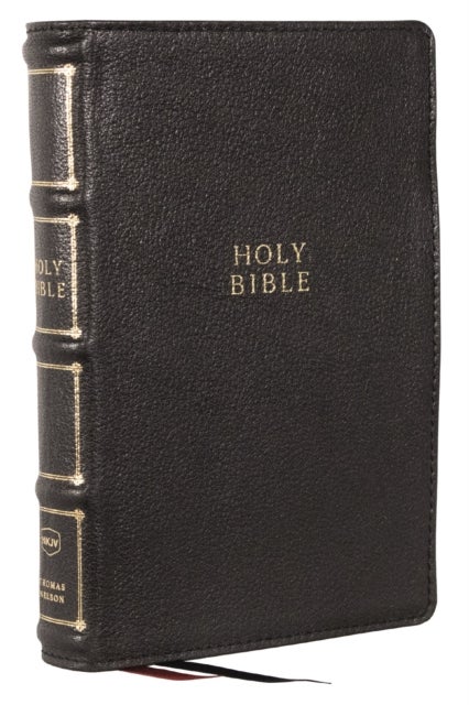Bilde av Nkjv, Compact Center-column Reference Bible, Black Genuine Leather, Red Letter, Comfort Print Av Thomas Nelson