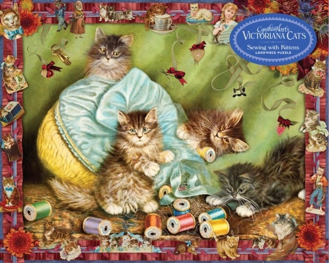 Bilde av Cynthia Hart&#039;s Victoriana Cats: Sewing With Kittens 1,000-piece Puzzle Av Cynthia Hart