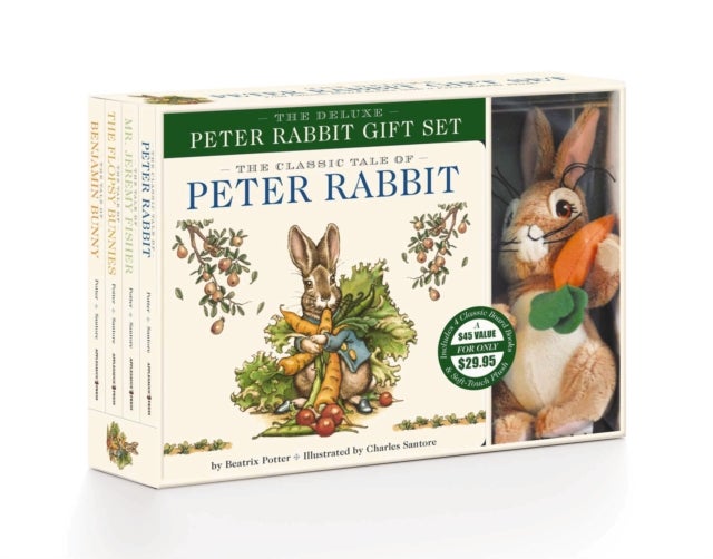 The Peter Rabbit Deluxe Plush Gift Set - The Classic Edition Board Book + Plush Stuffed Animal Toy Rabbit Gift Set