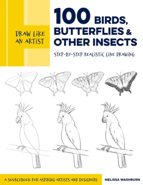 Draw Like an Artist: 100 Birds, Butterflies, and Other Insects - Step-by-Step Realistic Line Drawing - A Sourcebook for Aspiring Artists and Designers