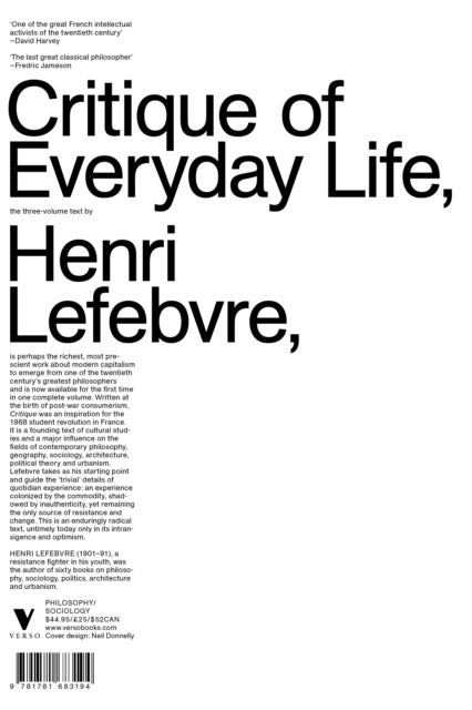 Bilde av Critique Of Everyday Life Av Henri Lefebvre