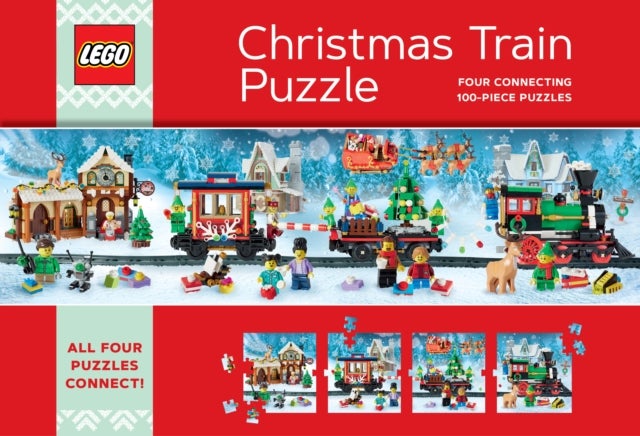 LEGO Christmas Train Puzzle - Four Connecting 100-Piece Puzzles