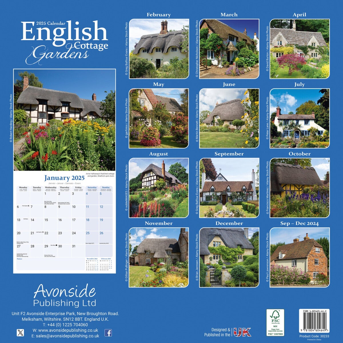 Kalender 2025 English Gardens 30x30cm