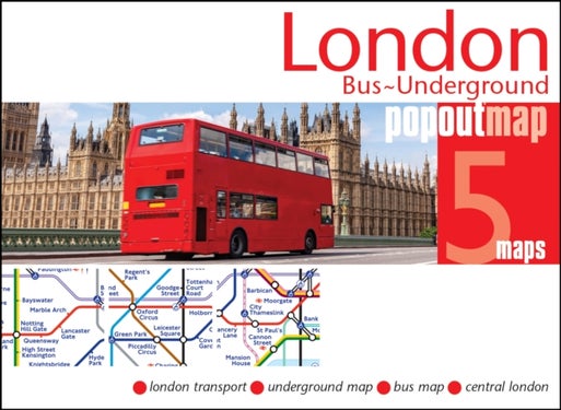 London Bus and Underground PopOut Map - Pocket-size, pop up map showing London's bus network and entire tube network
