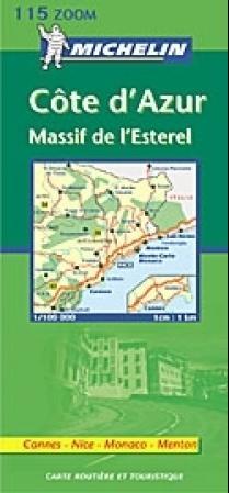 Côte d'Azur, Massif de l'Esterel - Cannes, Nice, Monaco, Menton : carte routière et touristique