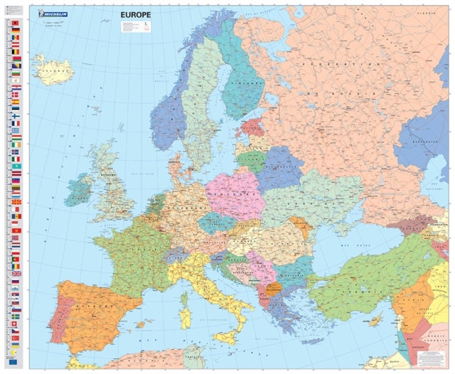 Europe Political - Michelin rolled & tubed wall map Encapsulated - Wall Map