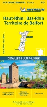 Bas-Rhin, Haut-Rhin, Territoire de Belfort - Michelin Local Map 315 - Map