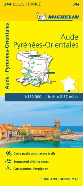 Aude, Pyrenees-Orientales - Michelin Local Map 344 - Map
