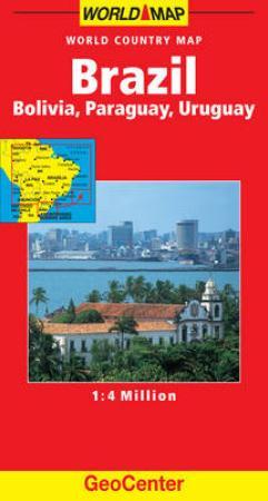Brazil - Bolivia, Paraguay, Uruguay : world country map