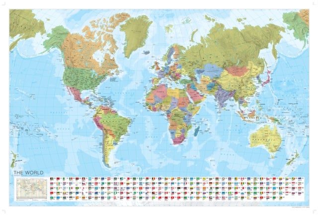 Bilde av World Political Marco Polo Wall Map With Flags Av Marco Polo