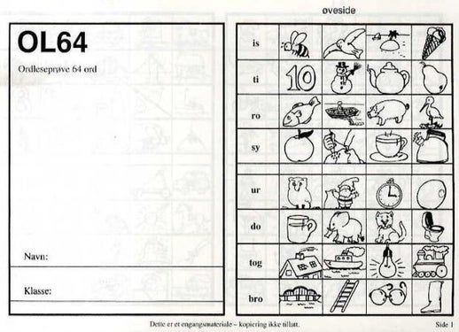 OL64. Ordleseprøve 64 ord. 5 stk.