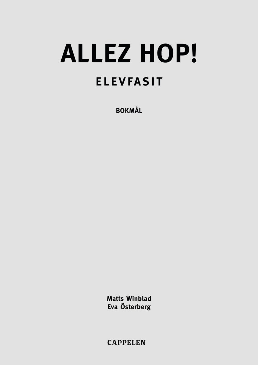 Allez hop! 1 - elevfasit : fem like hefter