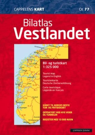 Bilatlas Vestlandet - bil- og turistkart = tourist map = Touristenkarte = carte touristique