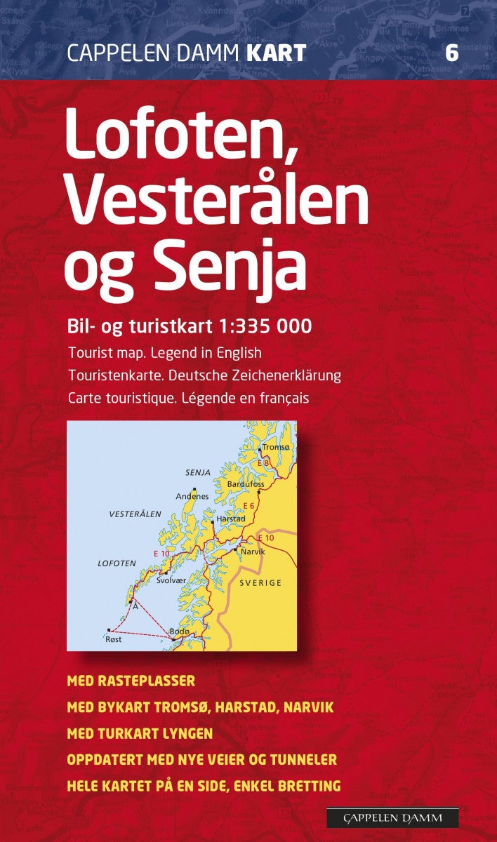 Lofoten, Vesterålen og Senja - bil- og turistkart = tourist map = Touristenkarte = carte touristique