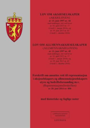 Lov om aksjeselskaper (aksjeloven) av 13. juni 1997 nr. 44 ; Lov om allmennaksjeselskaper (allmennak - med endringer, sist ved lov av 10. april 2015 nr. 17 (i kraft 1. januar 2016) og av 19. juni 2015 nr