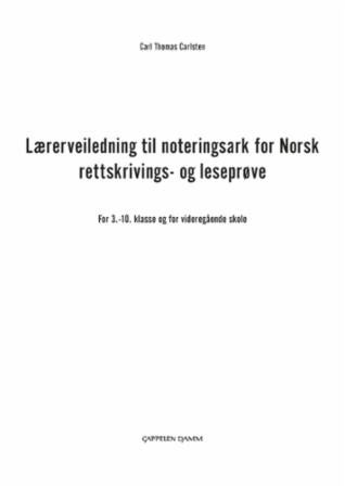 Bilde av Noteringsark For Norsk Rettskrivings- Og Leseprøve Av Carl Thomas Carlsten