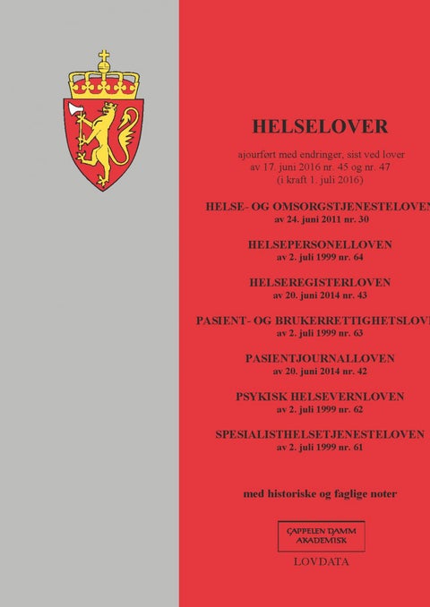 Helselover - ajourført med endringer, sist ved lover av 17. juni 2016 nr. 45 og nr. 47 (i kraft 1. juli 2016) : m