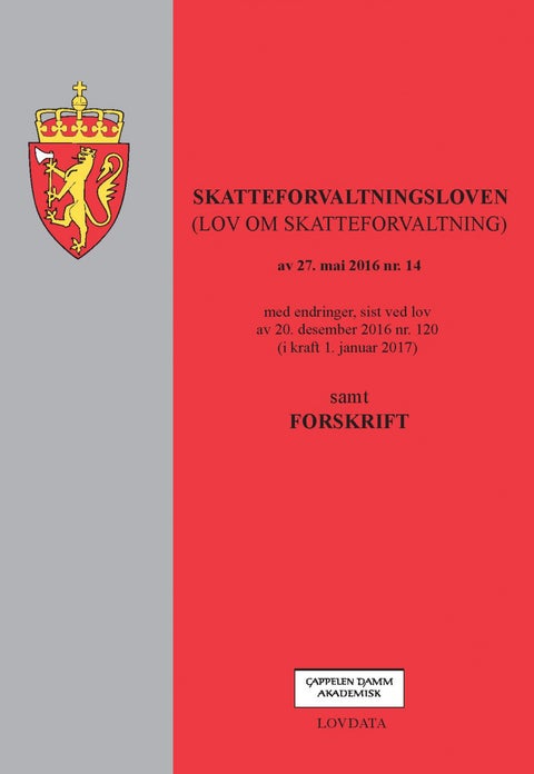 Skatteforvaltningsloven - (lov om skatteforvaltning) av 27. mai 2016 nr. 14 : med endringer, sist ved lov av 20. desember 2016