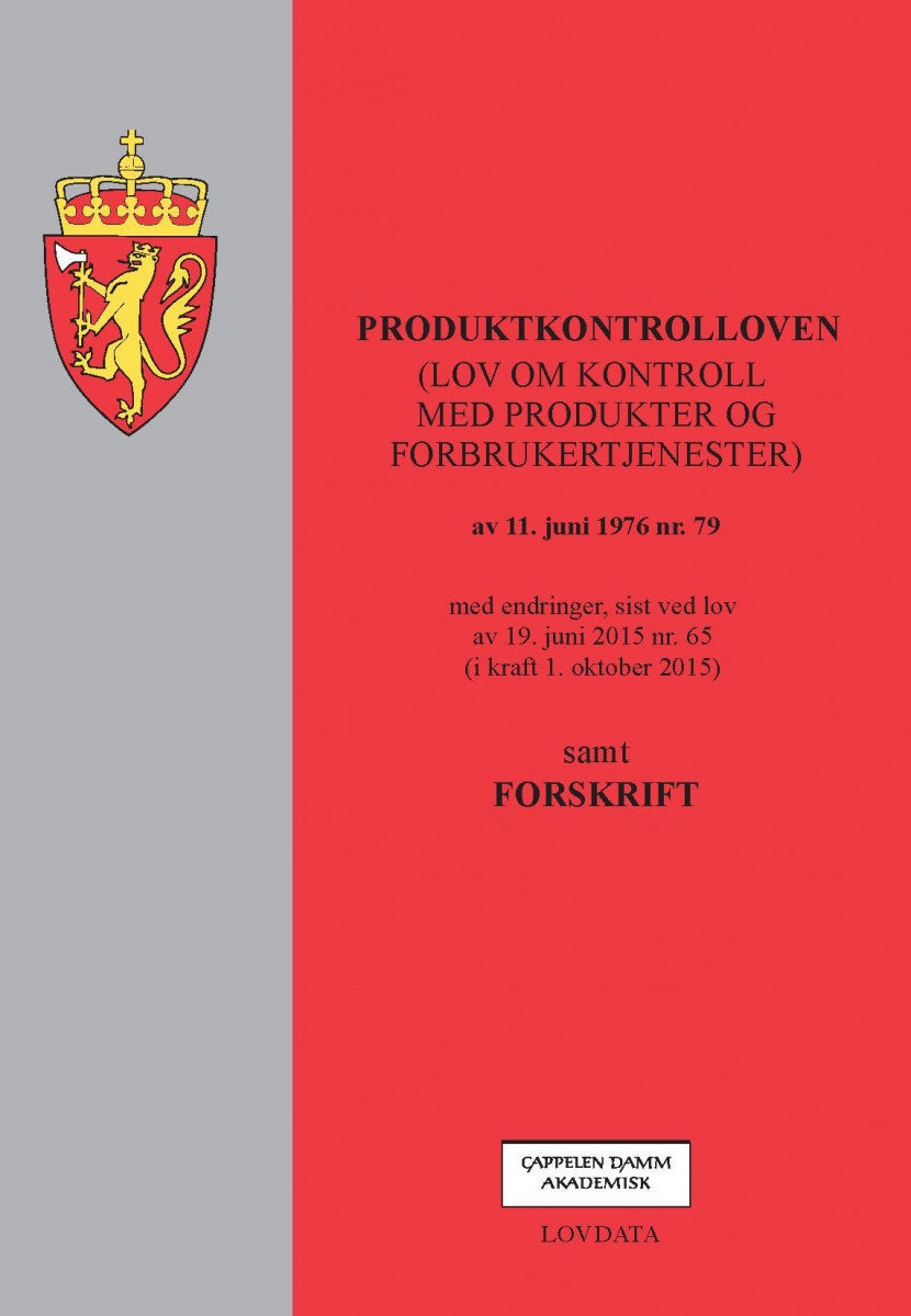 Produktkontrolloven - (lov om kontroll med produkter og forbrukertjenester ) av 11. juni 1976 nr.79 : med endringer, sist