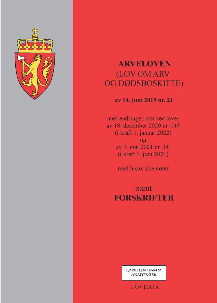 Arveloven - (lov om arv og dødsboskifte) av 14. juni 2019 nr. 21 : med endringer, sist ved lover av 18.desember