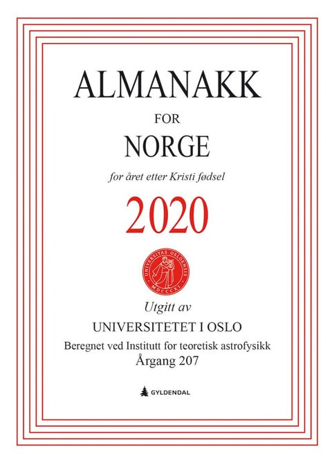 Almanakk for Norge 2020 - for året etter Kristi fødsel