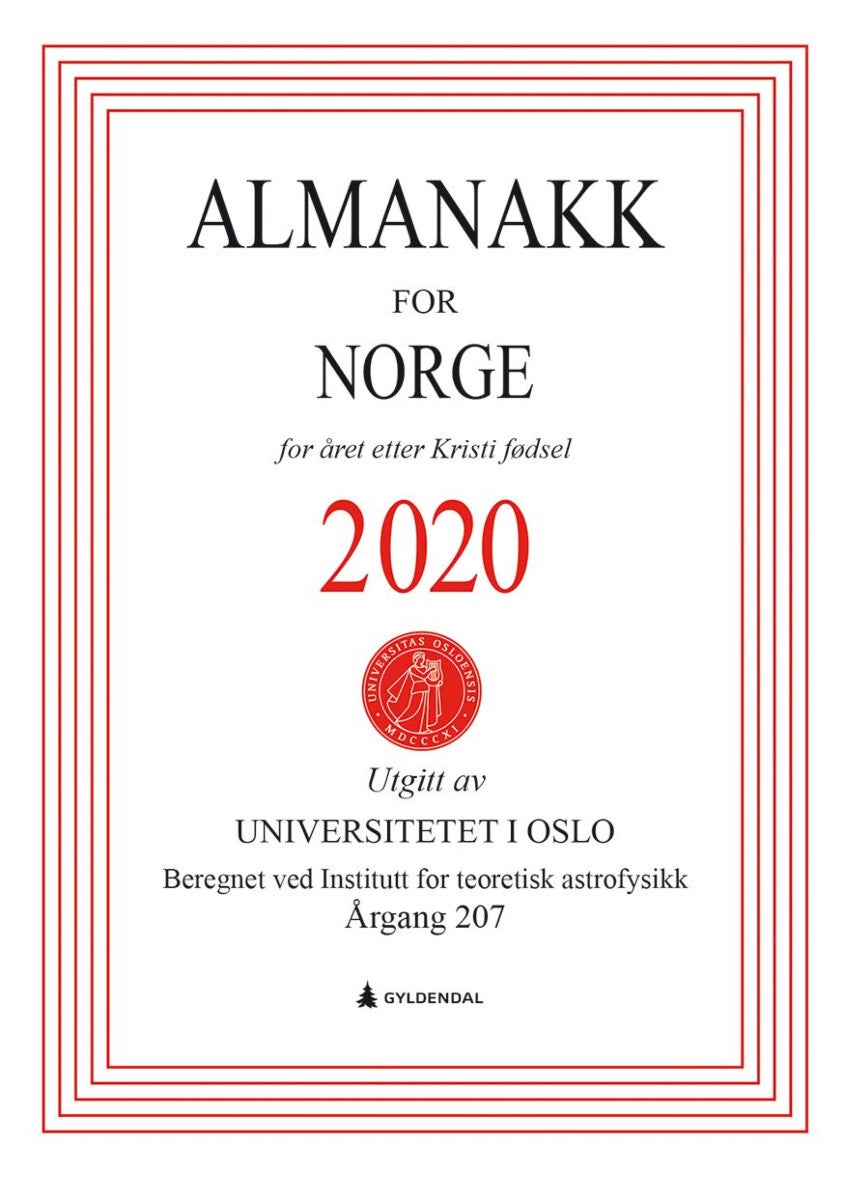 Almanakk for Norge 2020 - for året etter Kristi fødsel