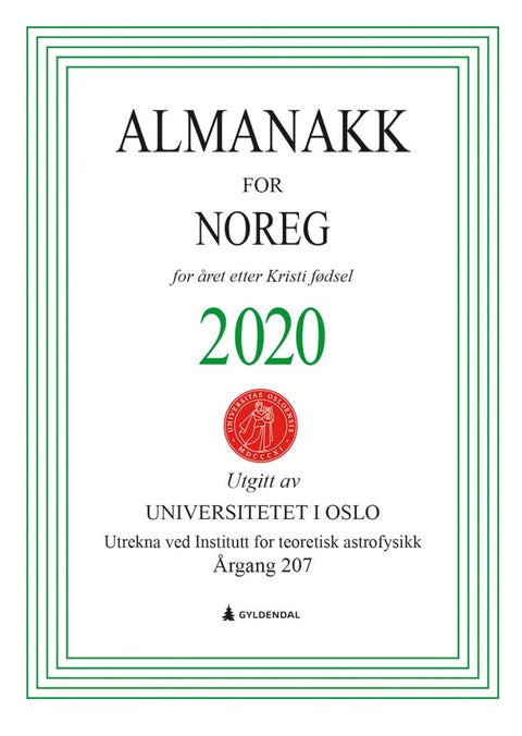 Almanakk for Noreg 2020 - for året etter Kristi fødsel