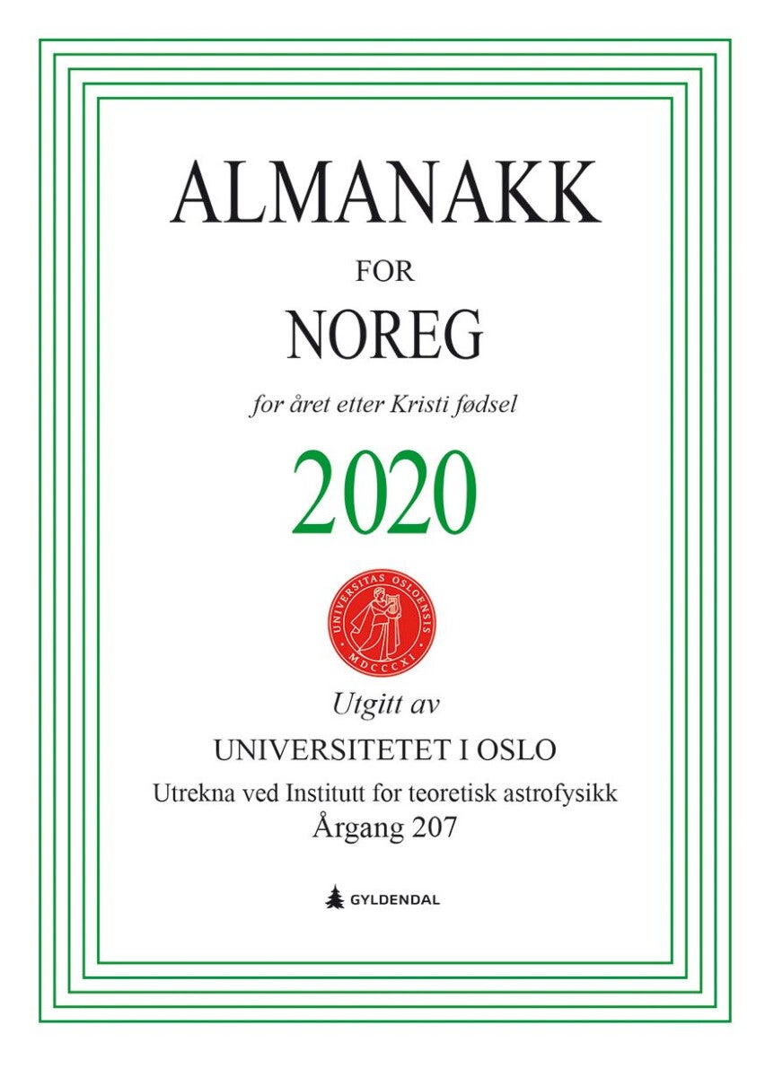 Almanakk for Noreg 2020 - for året etter Kristi fødsel