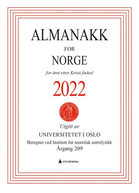 Almanakk for Norge 2022 - for året etter Kristi fødsel
